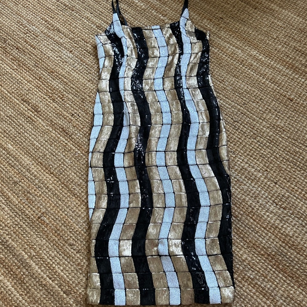 PrettyLittleThing Black and Gold Sequin